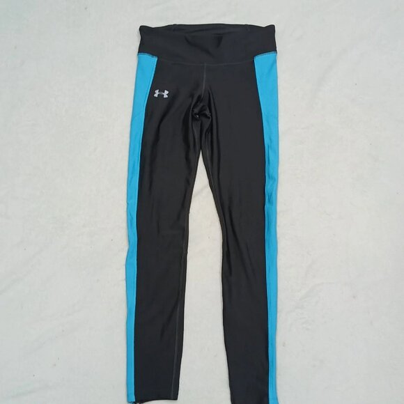 Under Armour Women&#039;s Heat Gear Grey Turquoise Compression Leggings Size XL - Picture 3 of 15